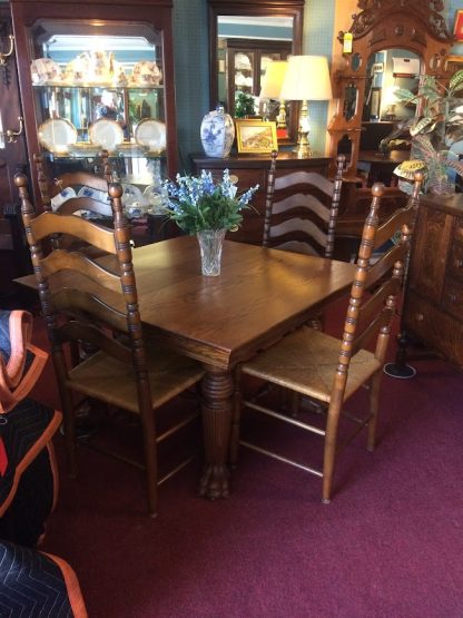 Antique Oak Dining Table, Claw Foot Oak Table, Extension Table, Dining Table with Leaves - Image 3