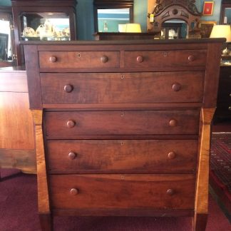 Antique Cherry and Tiger Maple Chest of Drawers, Antique Tall Chest, Antique Dresser