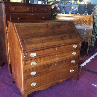 Vintage Inlaid Slant Front Desk, Secretary Desk, Cherry Inlaid Desk