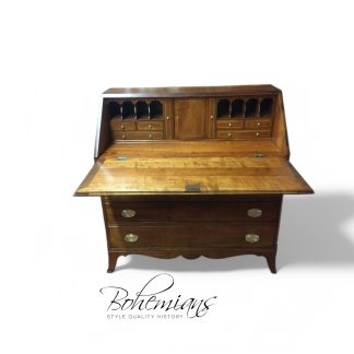 Vintage Inlaid Slant Front Desk, Secretary Desk, Cherry Inlaid Desk