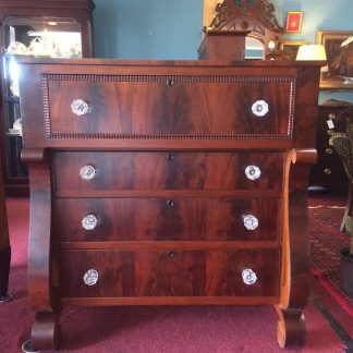 Antique Mahogany Chest of Drawers, Mahogany Empire Chest, Mahogany Dresser with Glass Knobs