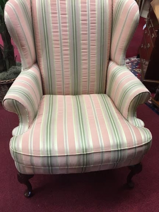 Sherrill Furniture Striped Wing Back Chair ⋆ Bohemian's